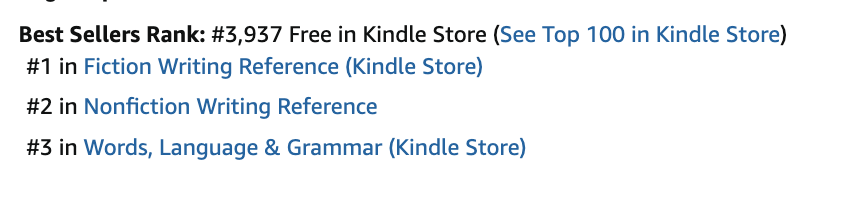 #1 in Fiction Writing Reference after the promo